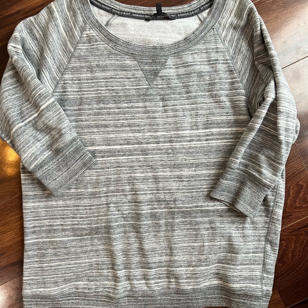 Victoria Secret Super Model Essentials Gray Striped Sweater